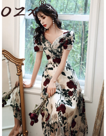 O.Z.X轻奢原创女装刺绣连衣裙女2024年夏季新款宴会晚礼